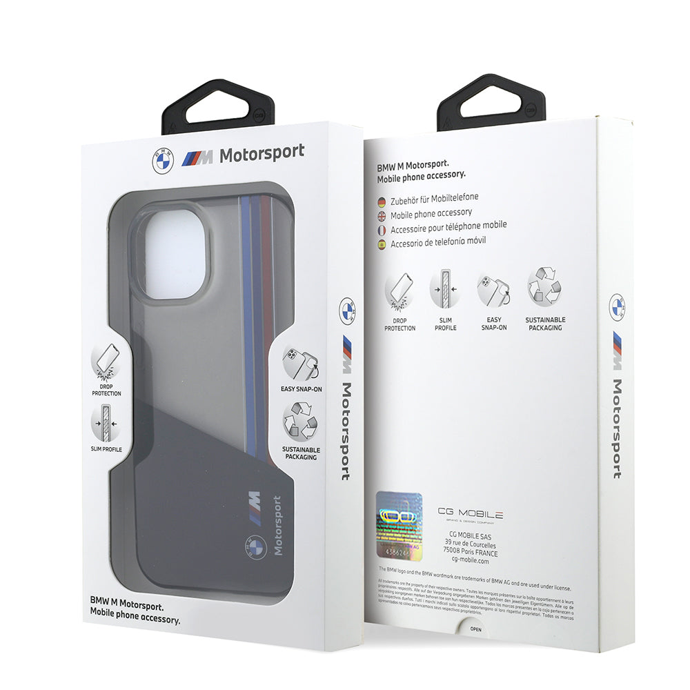 BMW iPhone 14 Orjinal Lisanslı Yarı Transparan M Dizayn Çizgili Telefon Kılıfı BMW iPhone 14 Orjinal Lisanslı Yarı Transparan M Dizayn Çizgili Telefon Kılıfı